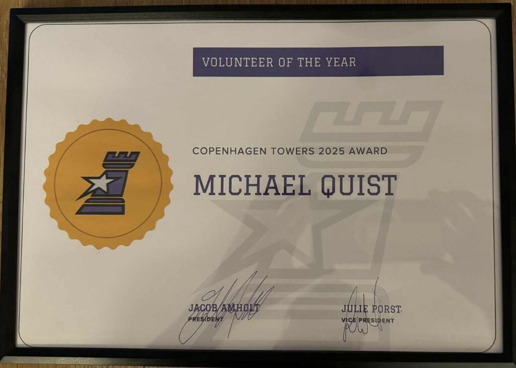 Copenhagen Towers amerikansk fodbold volunteer award 2025 til Q Stream